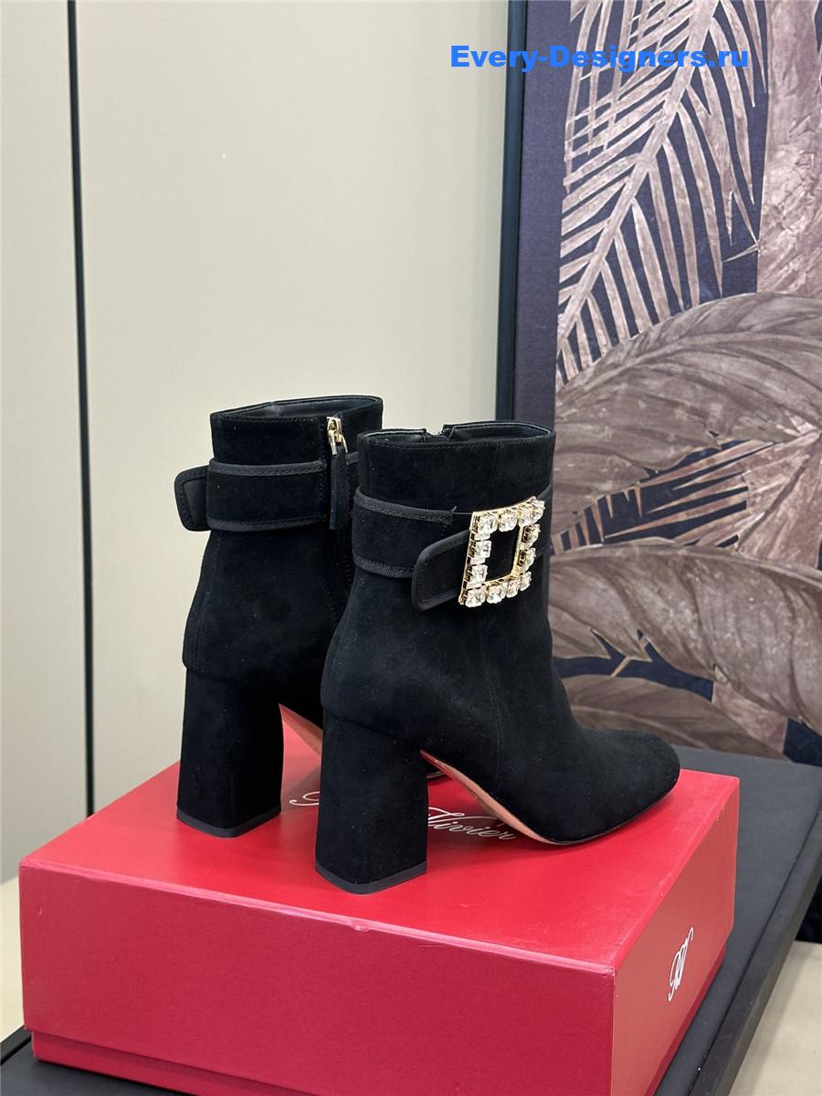 Roger Vivier Black Suede Ankle Boots