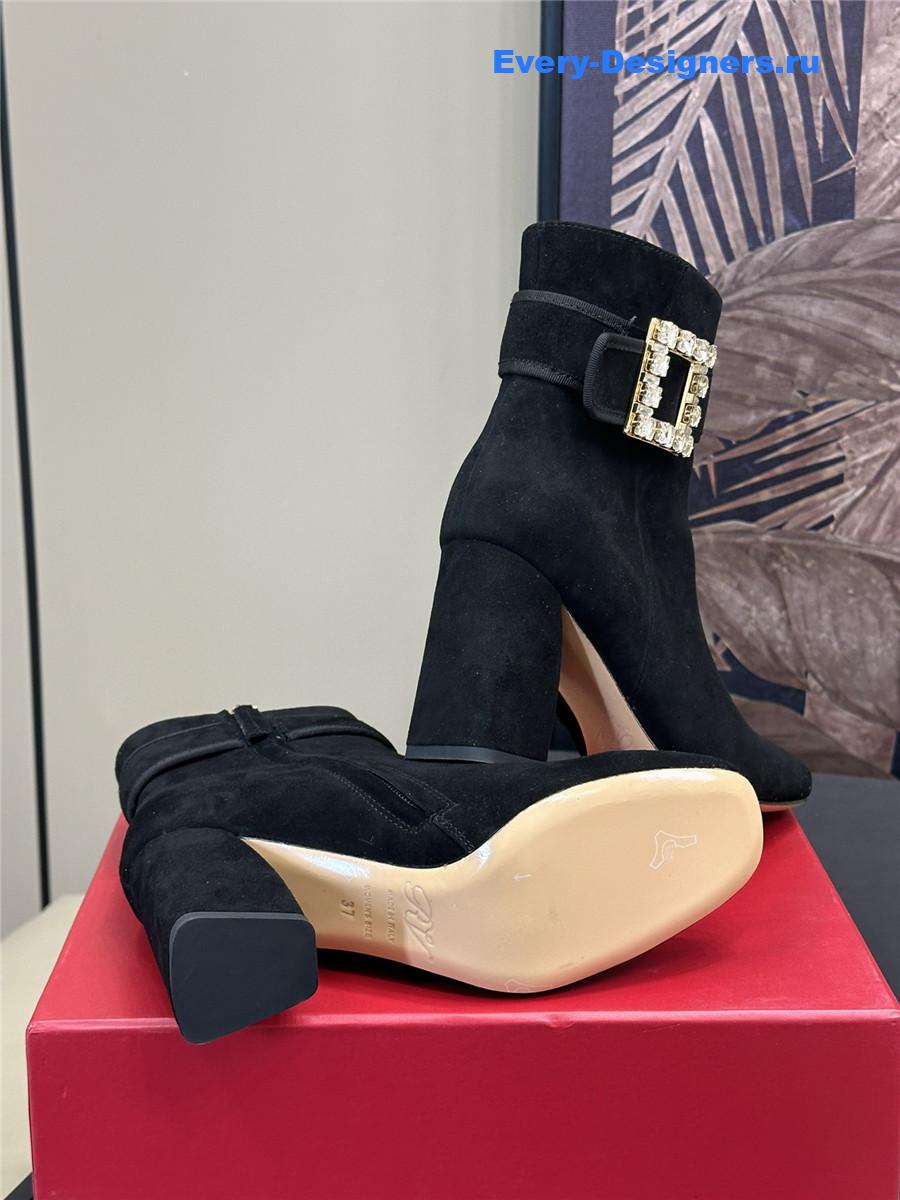 Roger Vivier Black Suede Ankle Boots