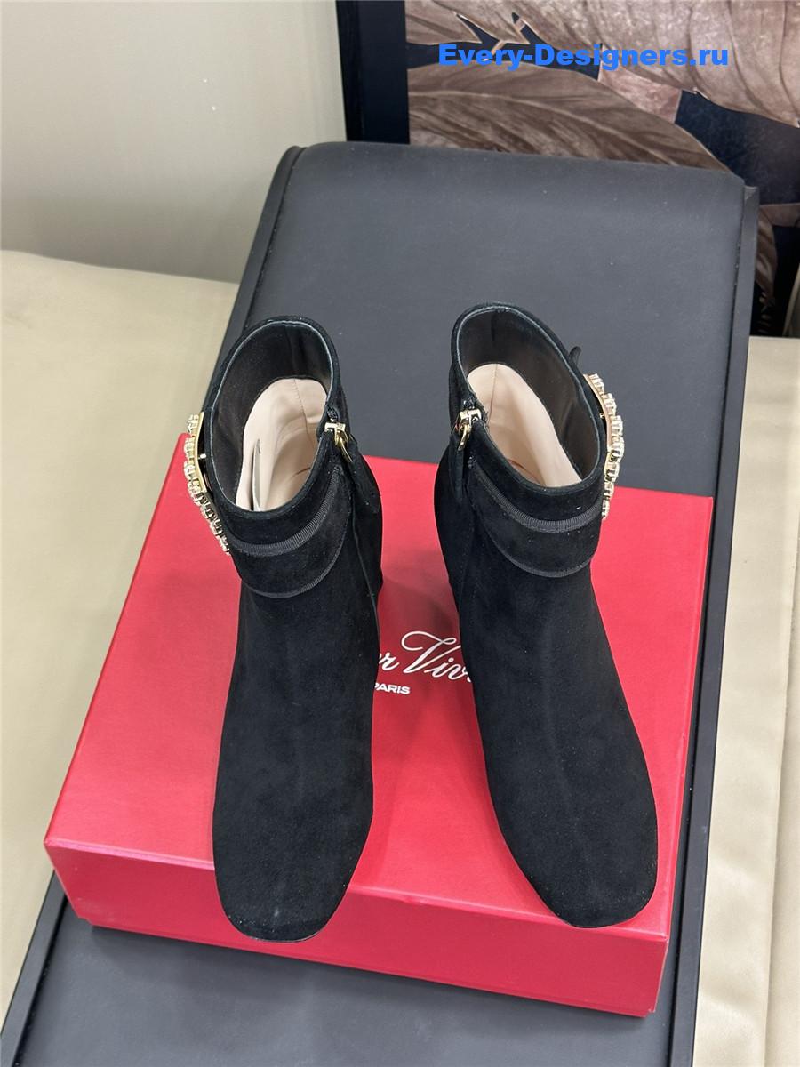 Roger Vivier Black Suede Ankle Boots