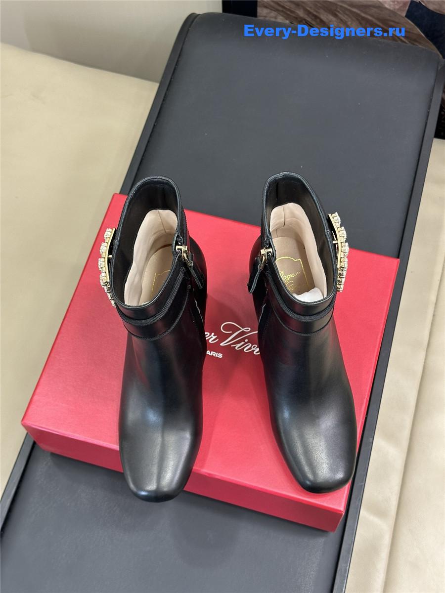 Roger Vivier Black Leather Ankle Boots