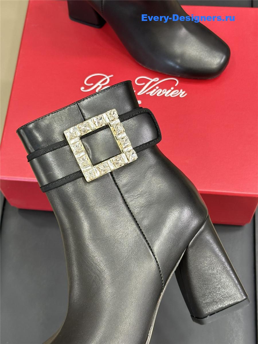 Roger Vivier Black Leather Ankle Boots