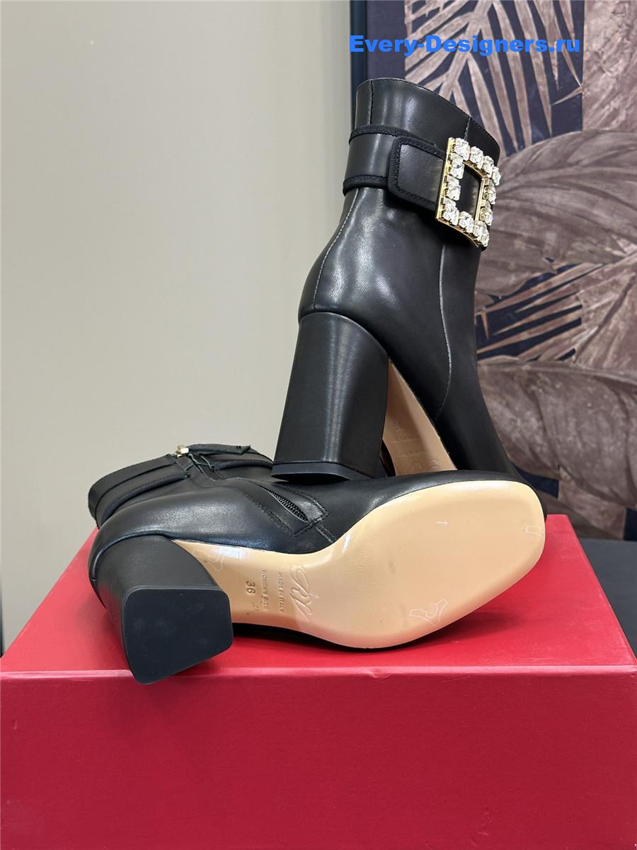 Roger Vivier Black Leather Ankle Boots