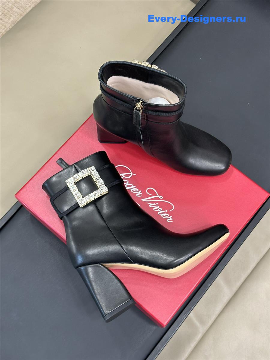 Roger Vivier Black Leather Ankle Boots