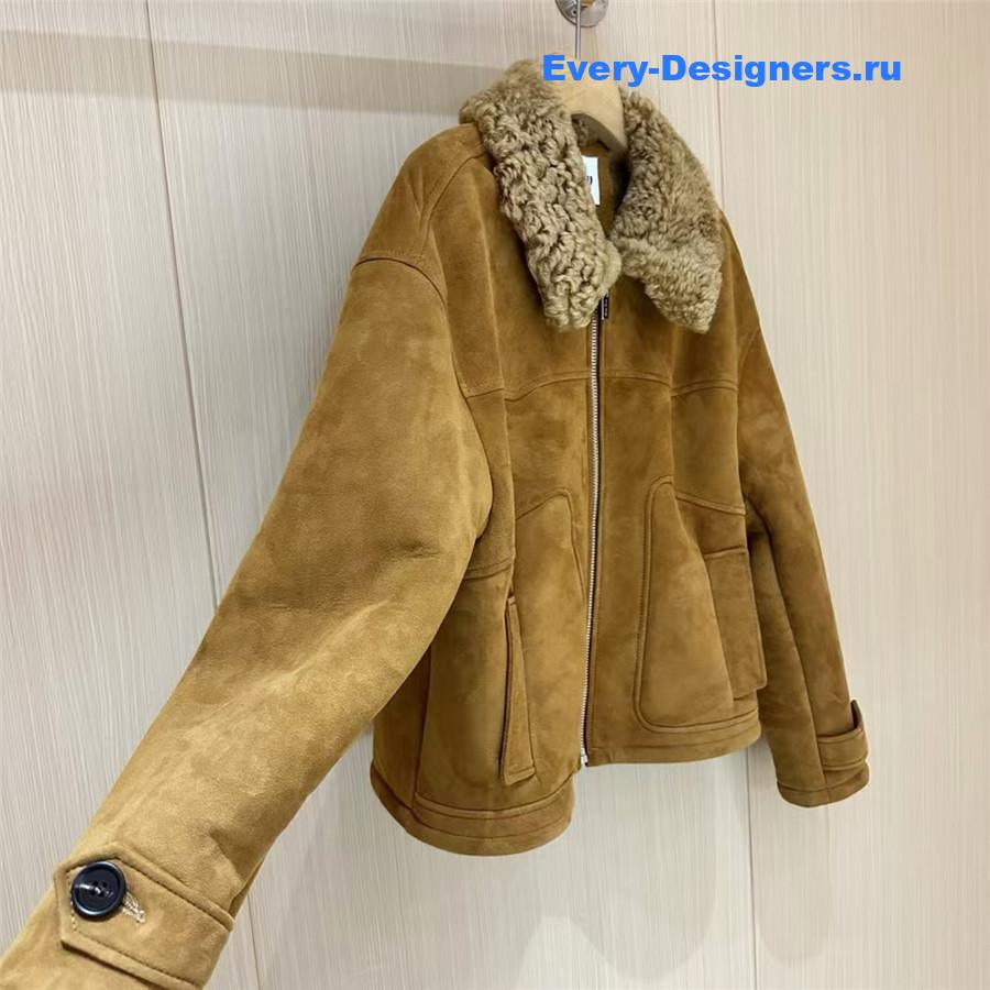 MIU MIU Suede Leather Fur Coat