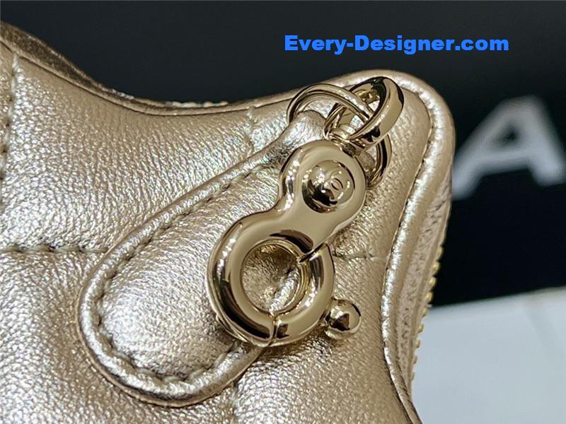 Ch**el patent leather gold double backpack