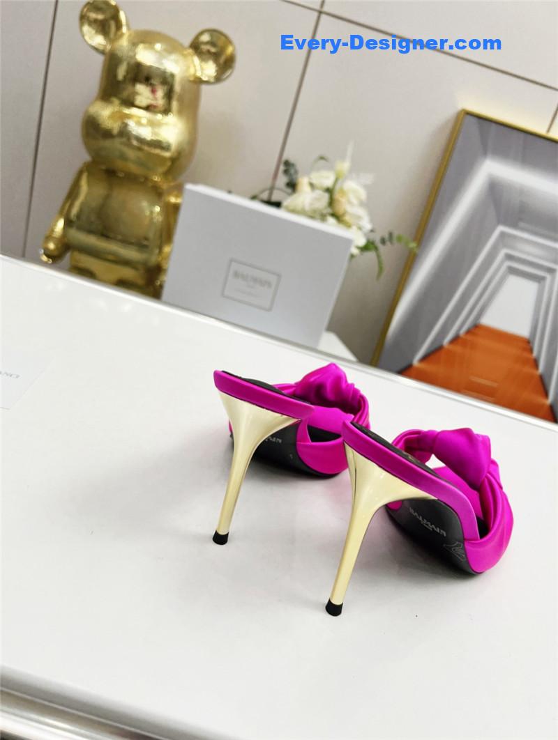 Balmain Bright Pink Satin Mules