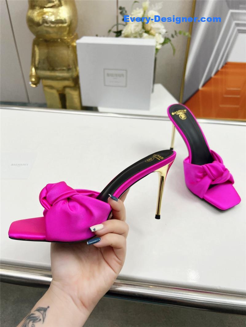 Balmain Bright Pink Satin Mules