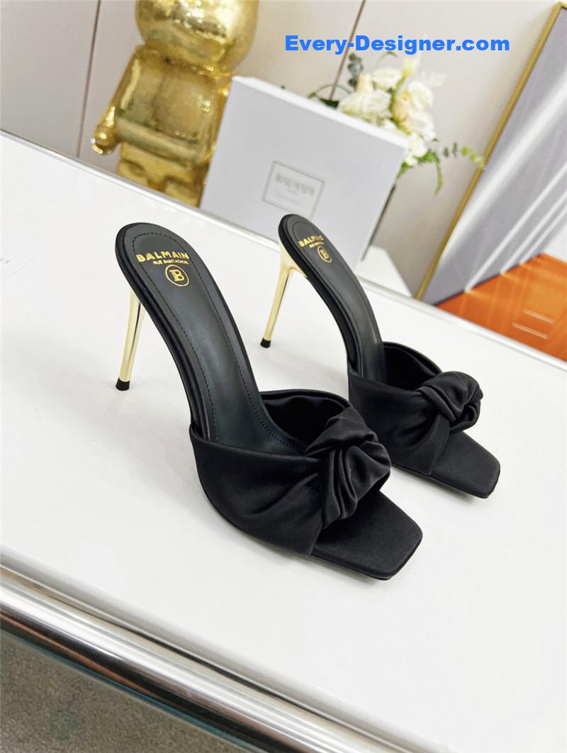 Balmain new catwalk original silk high-heeled slippers