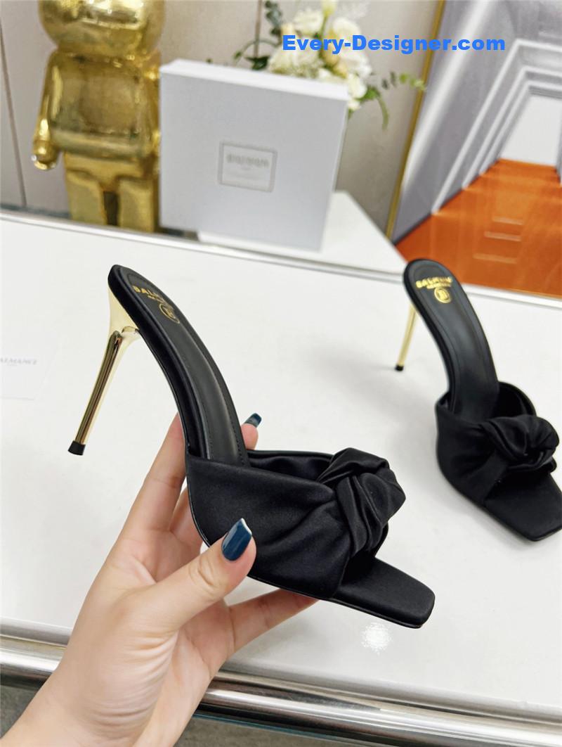 Balmain new catwalk original silk high-heeled slippers