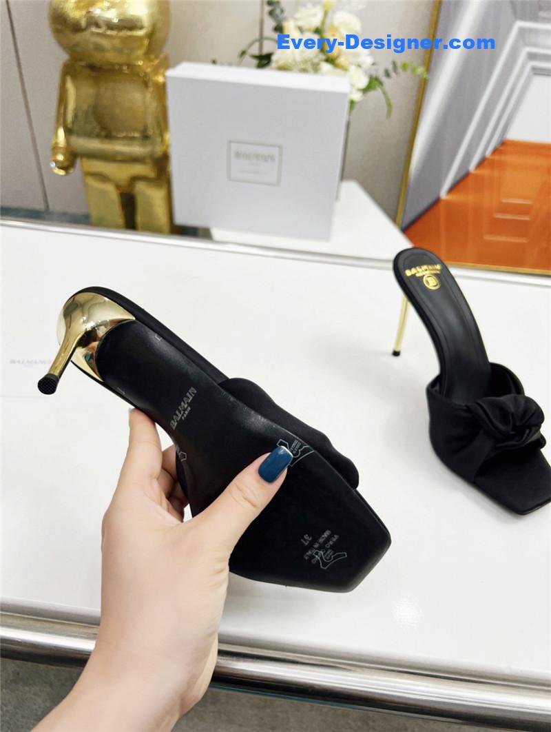 Balmain new catwalk original silk high-heeled slippers