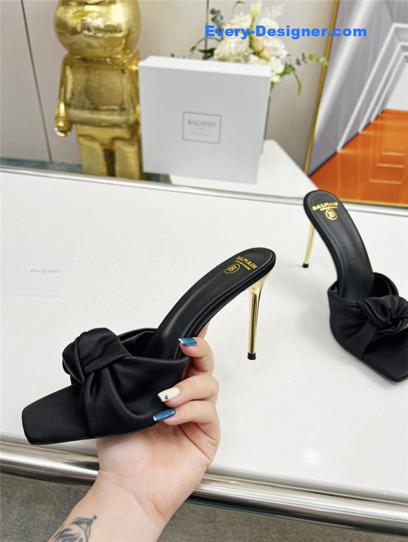 Balmain new catwalk original silk high-heeled slippers