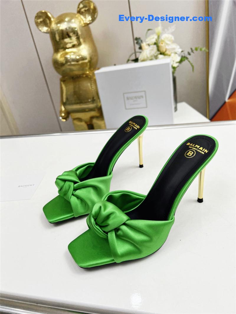 Balmain new catwalk original silk high-heeled slippers