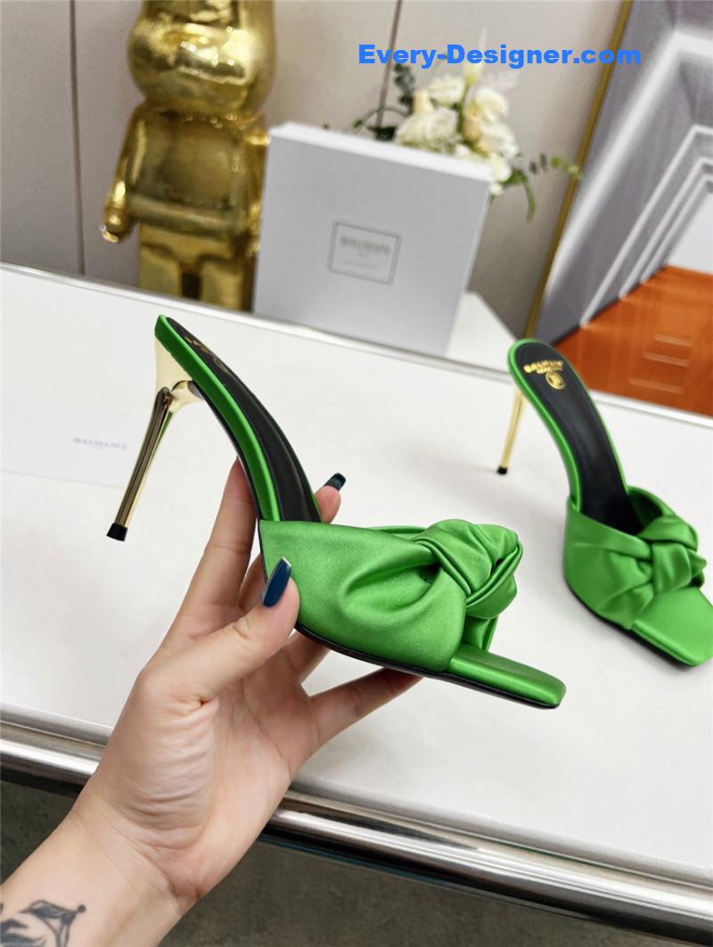 Balmain new catwalk original silk high-heeled slippers