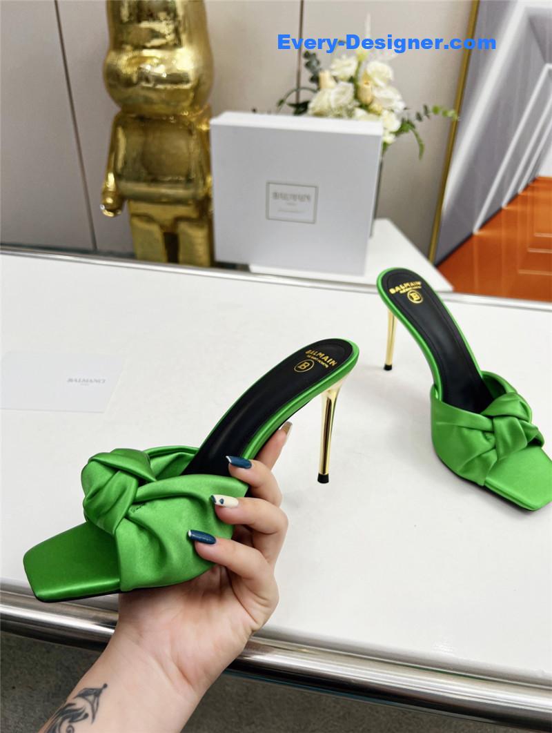 Balmain new catwalk original silk high-heeled slippers