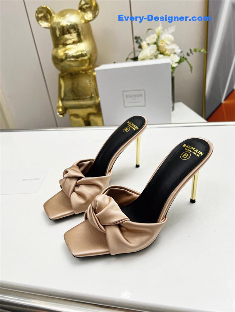 Balmain new catwalk original silk high-heeled slippers