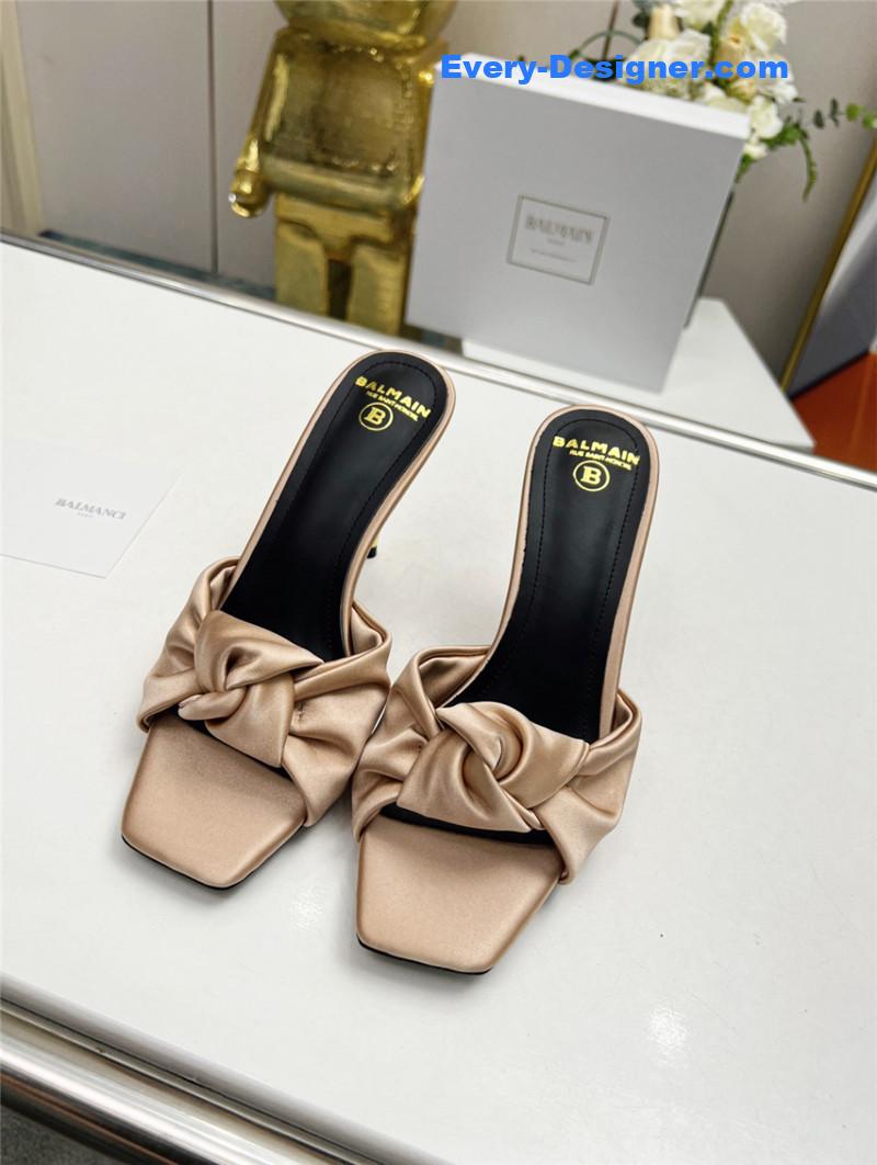 Balmain new catwalk original silk high-heeled slippers