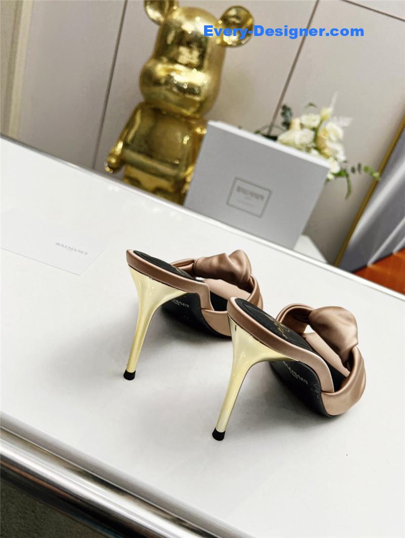 Balmain new catwalk original silk high-heeled slippers