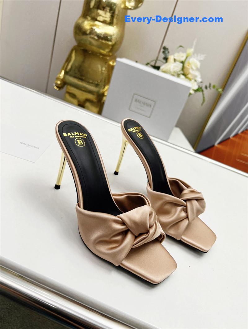 Balmain new catwalk original silk high-heeled slippers