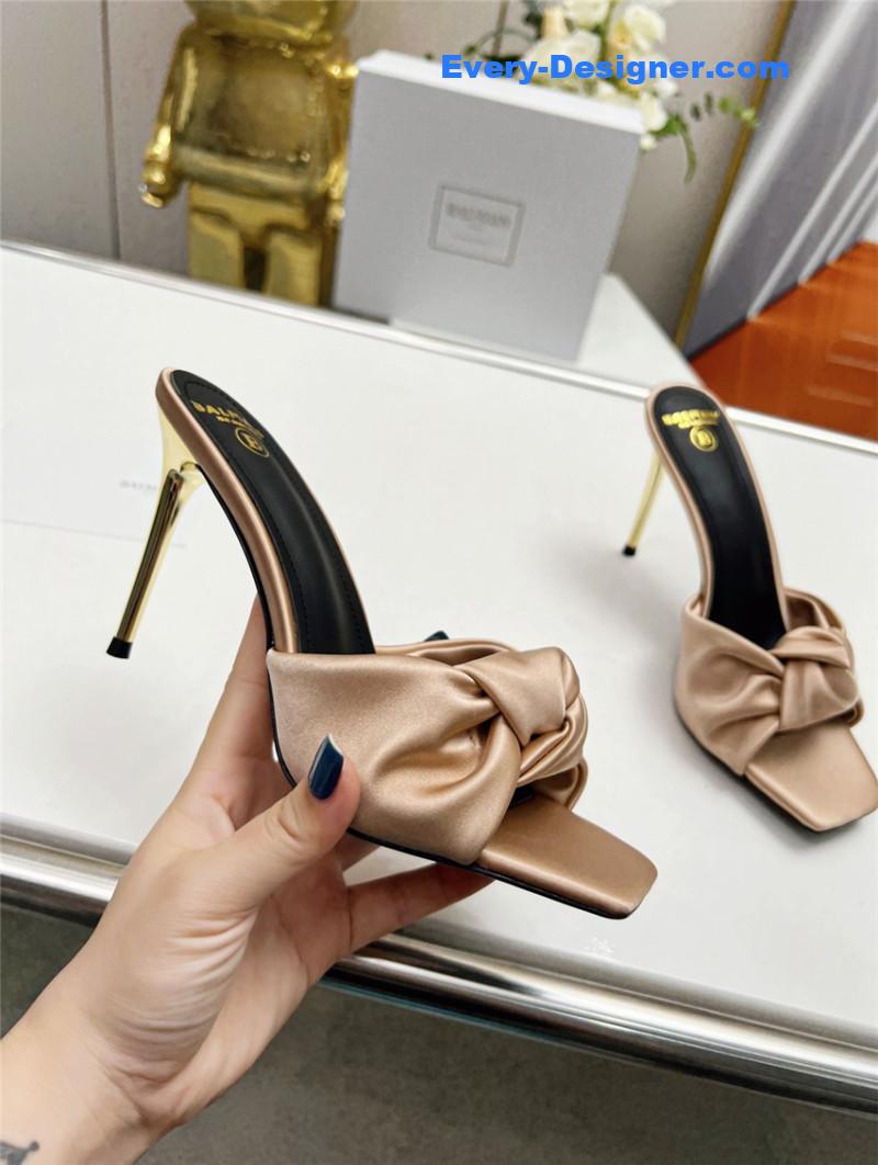 Balmain new catwalk original silk high-heeled slippers