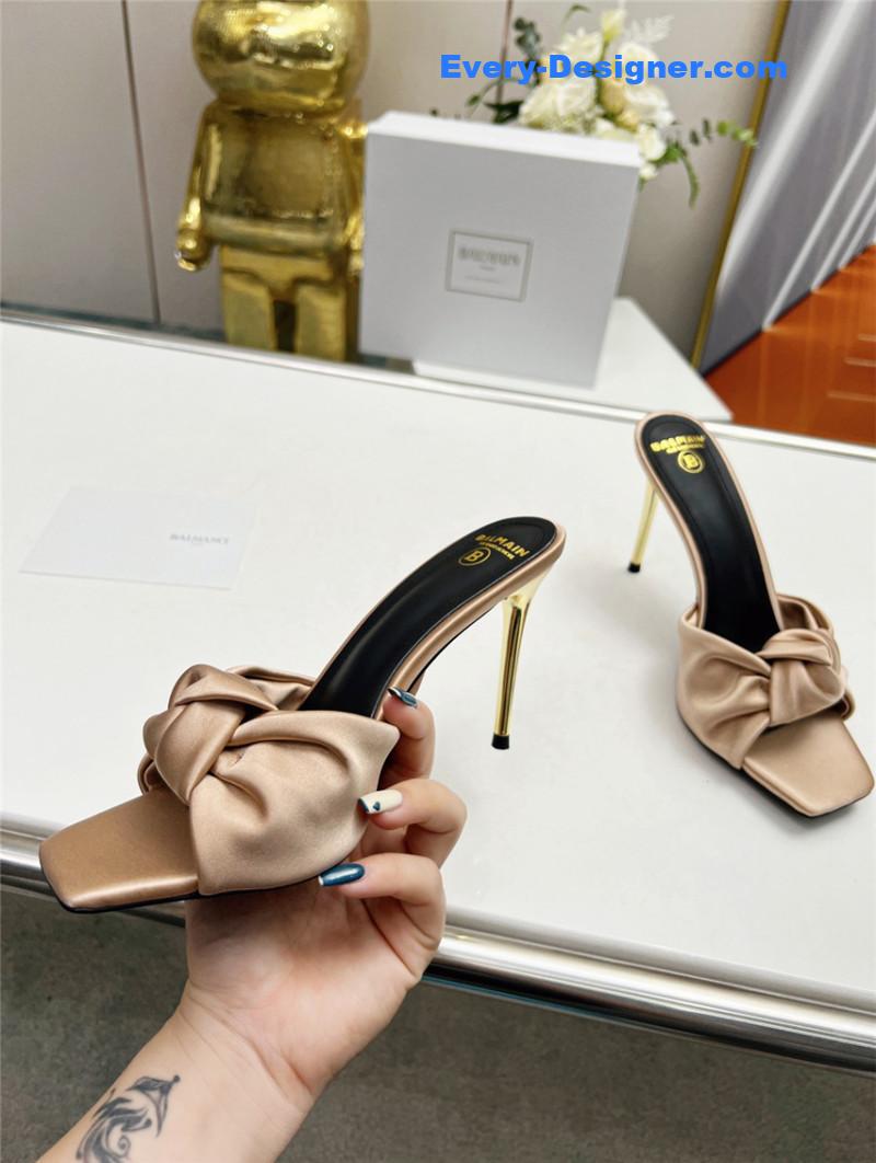 Balmain new catwalk original silk high-heeled slippers
