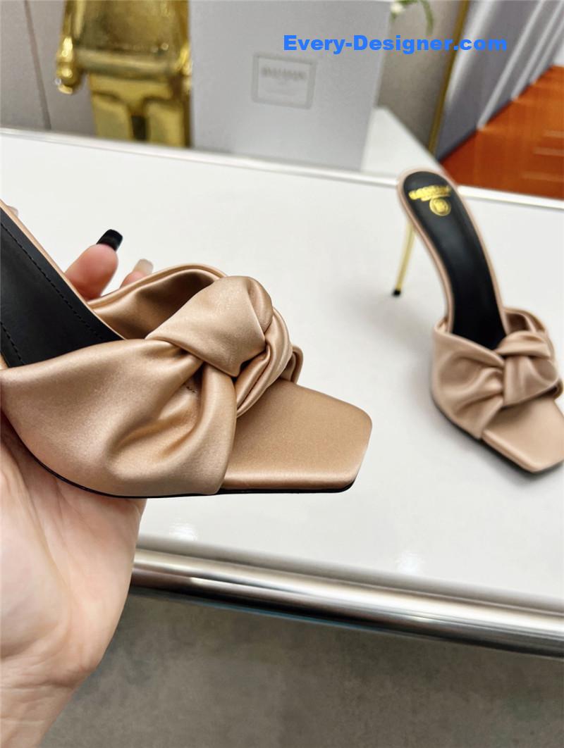 Balmain new catwalk original silk high-heeled slippers