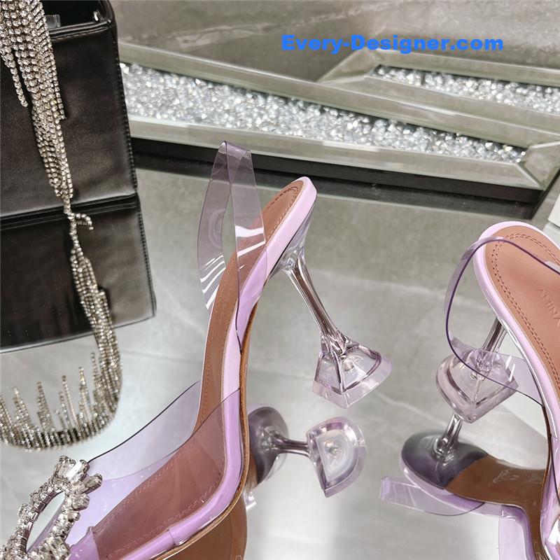 AMINA MUADDI rhinestone buckle heeled slides
