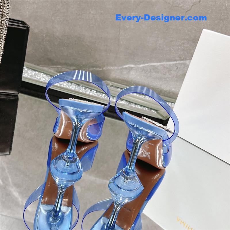 AMINA MUADDI rhinestone buckle heeled slides