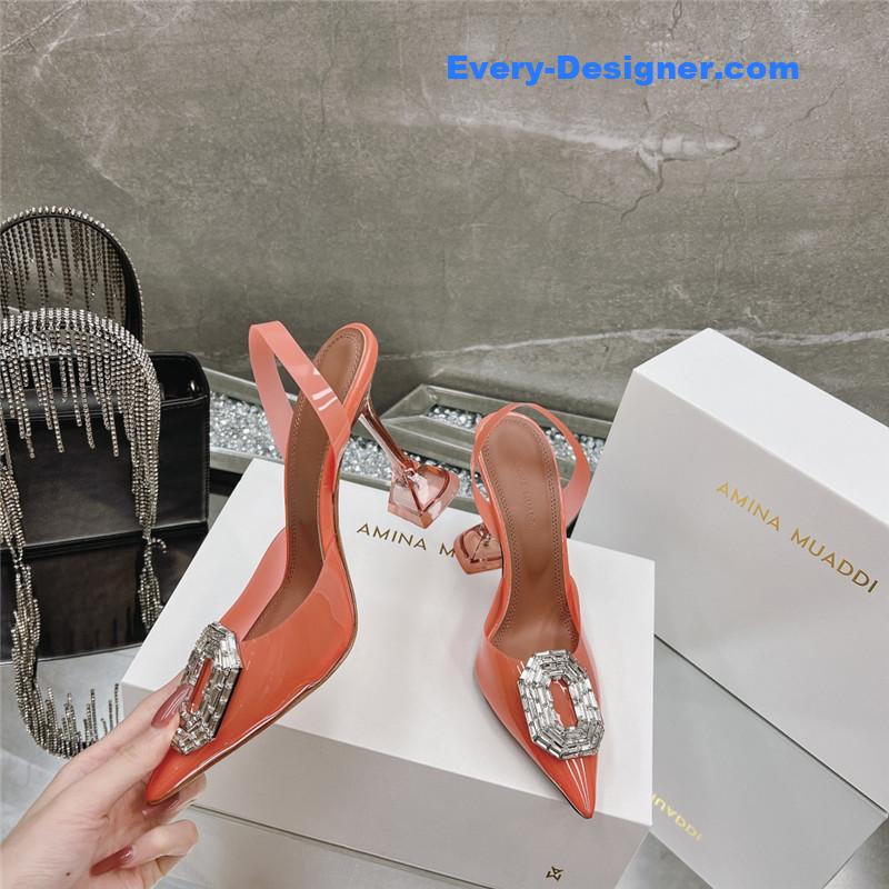 AMINA MUADDI rhinestone buckle heeled sandals