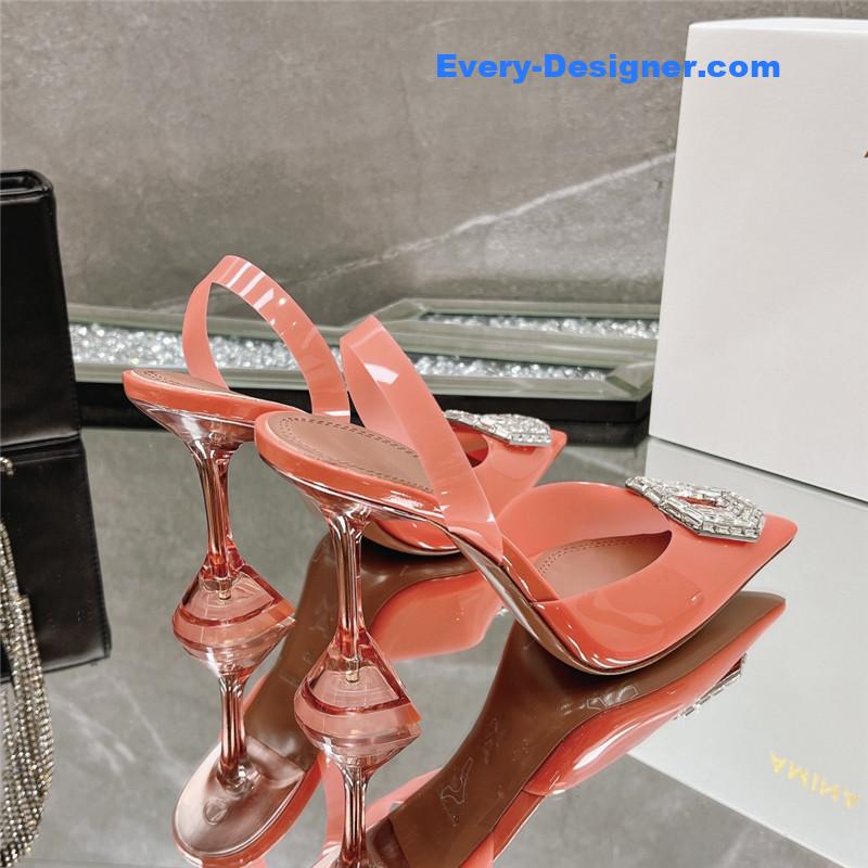 AMINA MUADDI rhinestone buckle heeled sandals