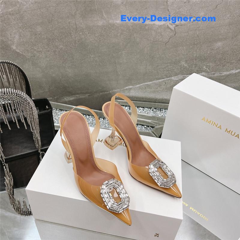 AMINA MUADDI rhinestone buckle heeled sandals