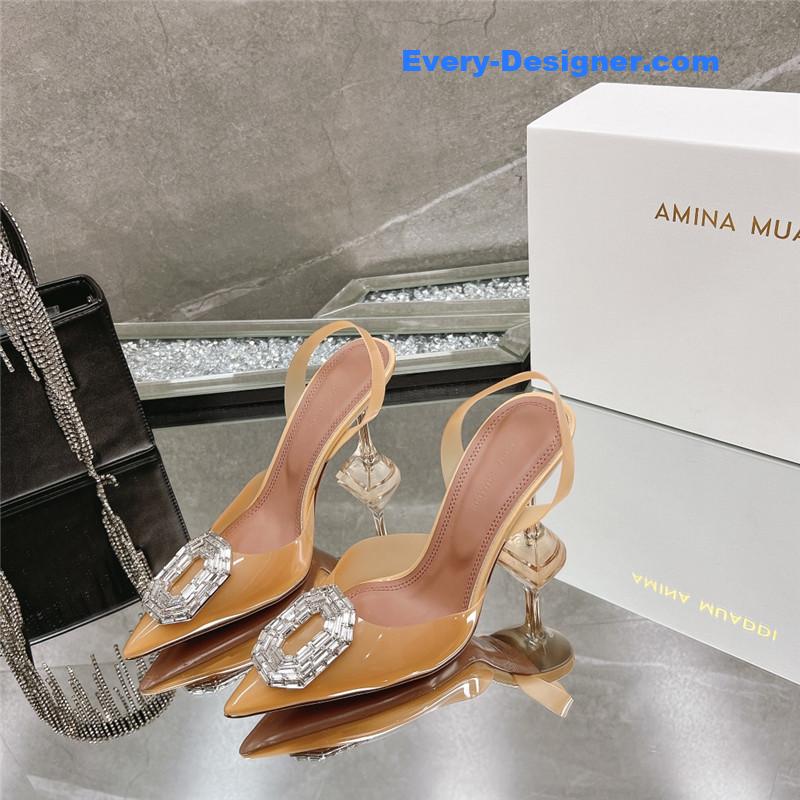 AMINA MUADDI rhinestone buckle heeled sandals