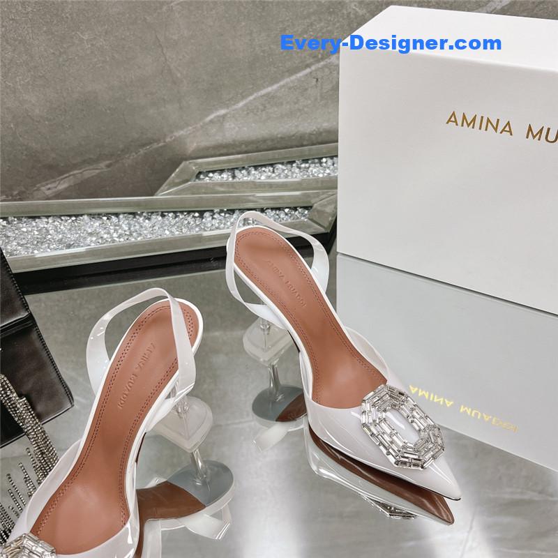 AMINA MUADDI rhinestone buckle heeled sandals