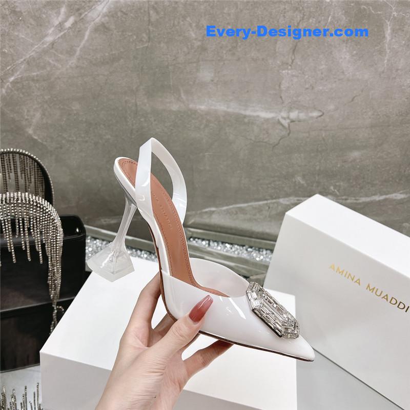 AMINA MUADDI rhinestone buckle heeled sandals