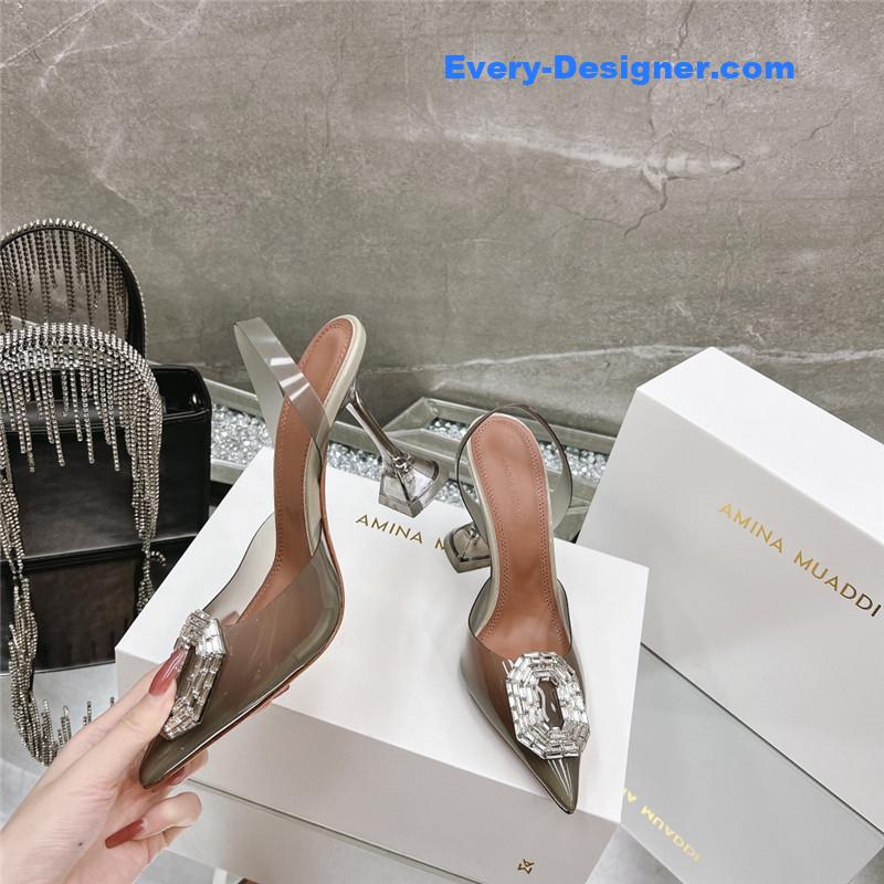 AMINA MUADDI rhinestone buckle heeled sandals