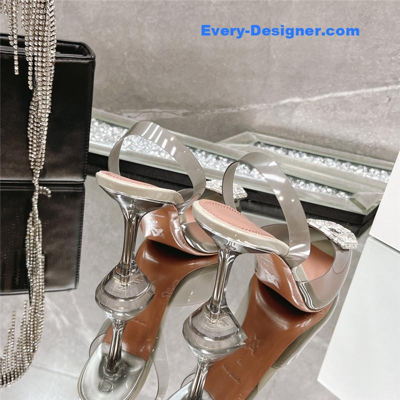 AMINA MUADDI rhinestone buckle heeled sandals