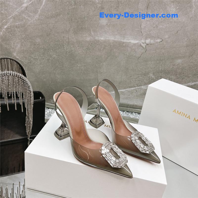 AMINA MUADDI rhinestone buckle heeled sandals