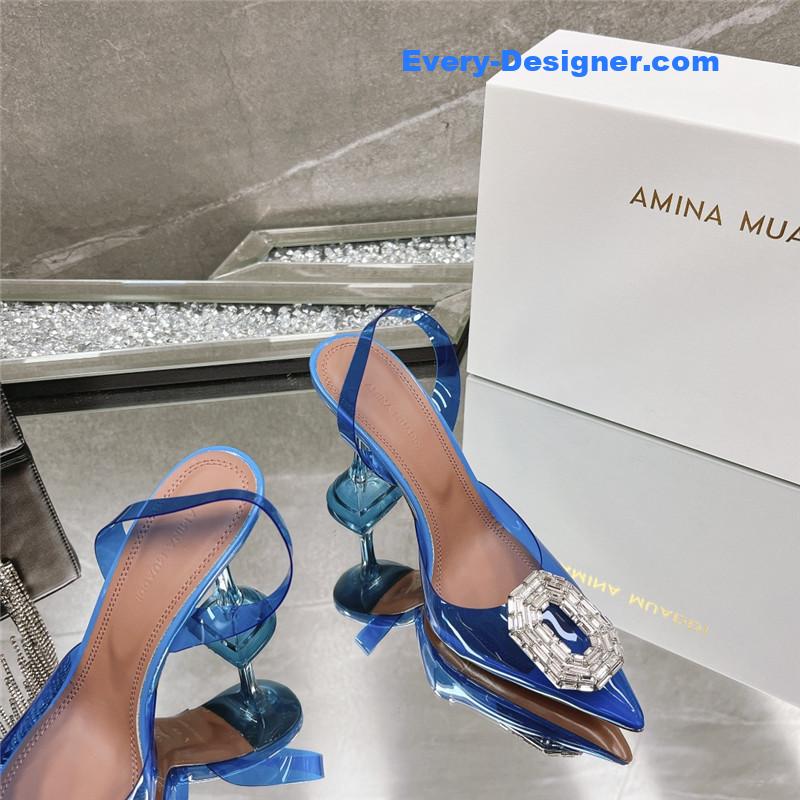 AMINA MUADDI rhinestone buckle heeled sandals