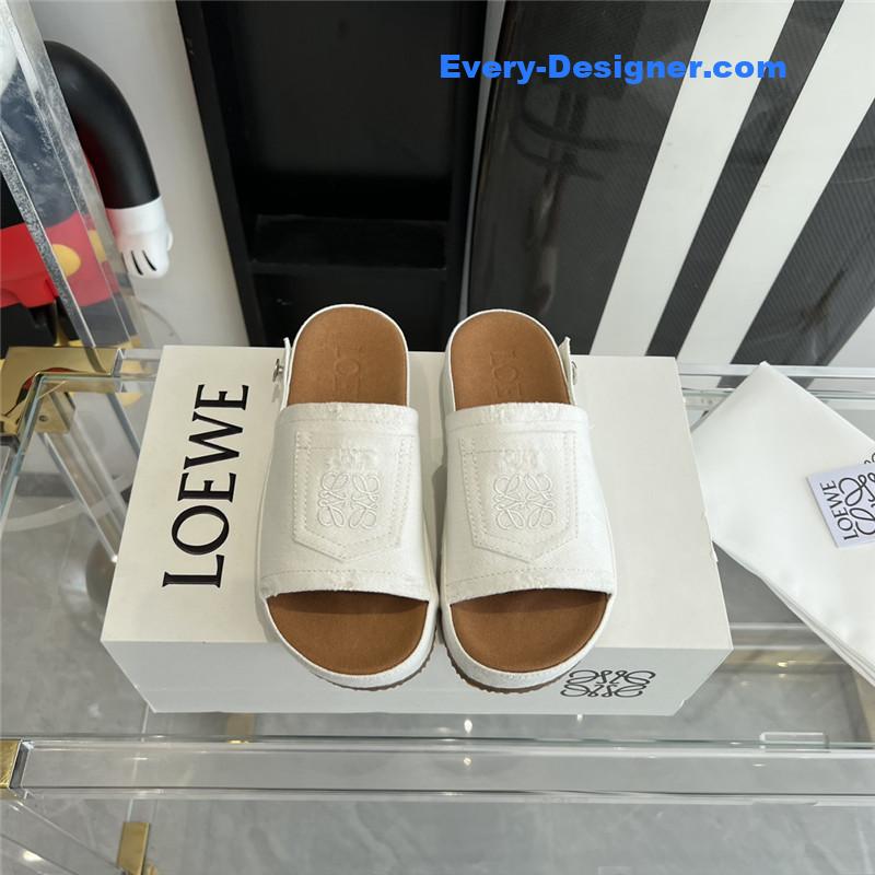 L0ew* denim slippers