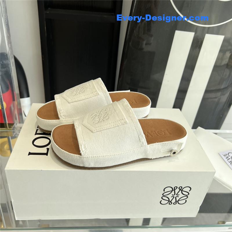 L0ew* denim slippers