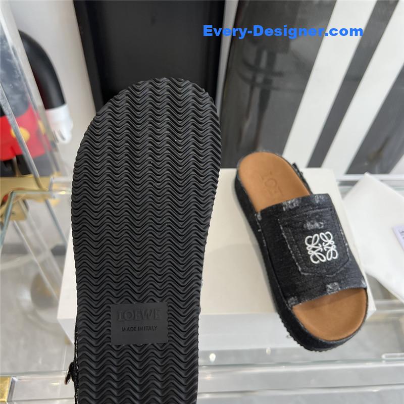 L0ew* denim slippers