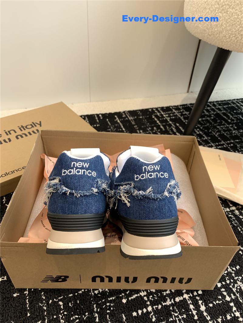 M1um1u retro rough grain upper stitching casual shoes