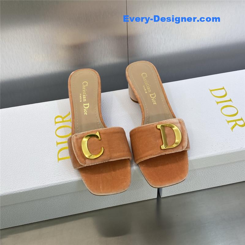 D10r cd letter logo metal buckle flat color block sandals