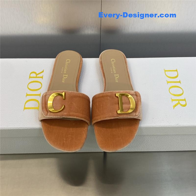 D10r cd letter logo metal buckle flat color block sandals