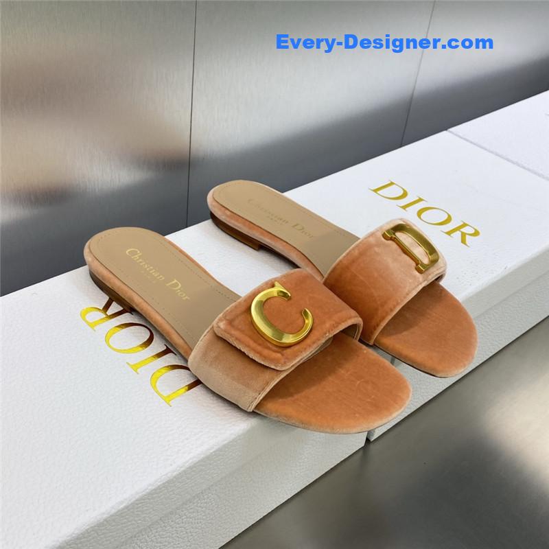 D10r cd letter logo metal buckle flat color block sandals