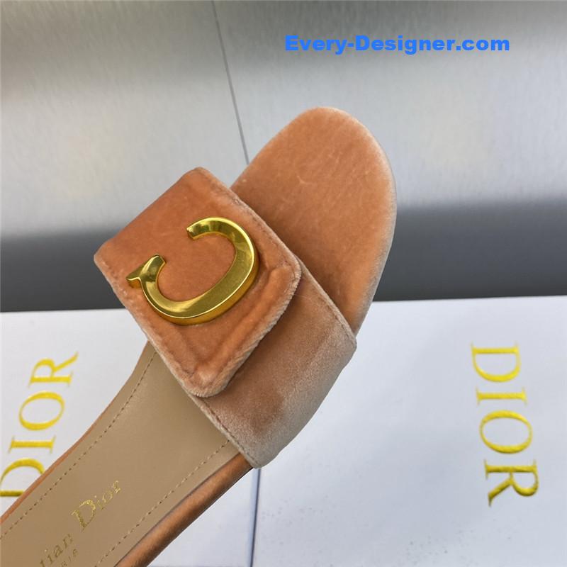 D10r cd letter logo metal buckle flat color block sandals