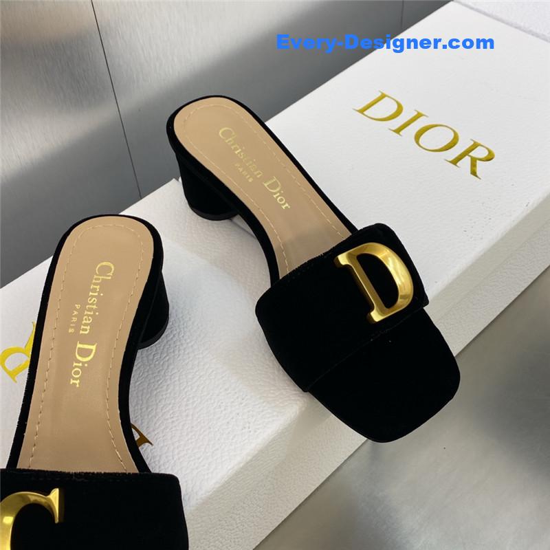 D10r cd letter logo metal buckle flat color block sandals