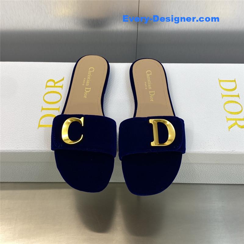 D10r cd letter logo metal buckle flat color block sandals