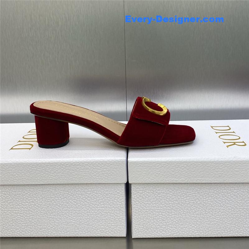 D10r cd letter logo metal buckle flat color block sandals