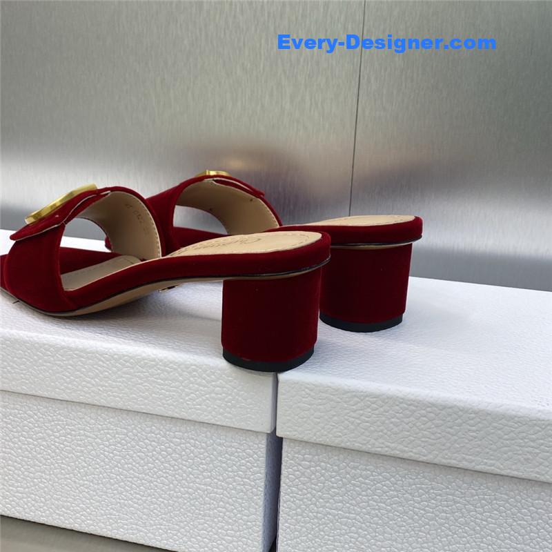 D10r cd letter logo metal buckle flat color block sandals