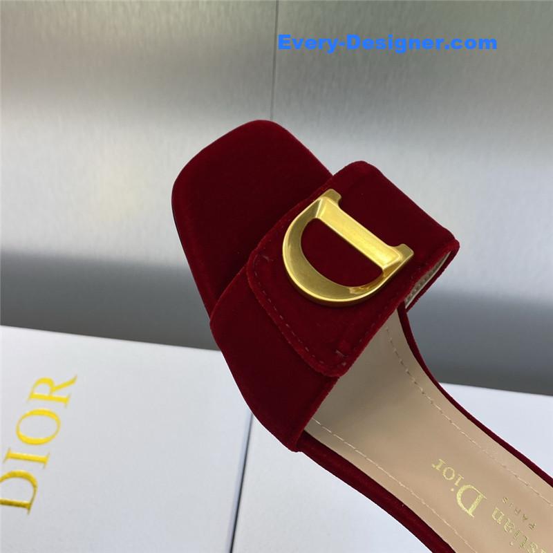 D10r cd letter logo metal buckle flat color block sandals